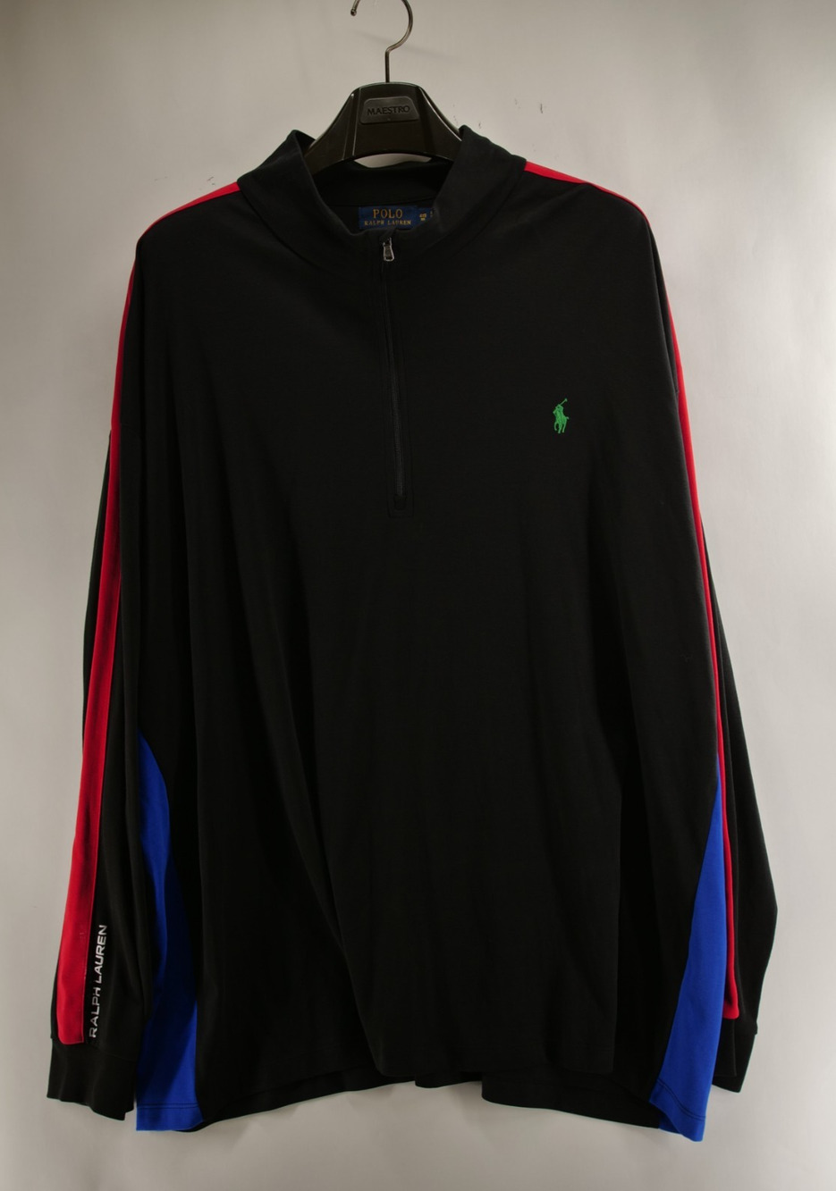 Polo Ralph Lauren Pima Soft Touch 1/4 Zip Pullover Shirt Black Colorblock 4XB